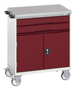 16927009.** verso mobile cabinet with 2 drawers, door and lino top. WxDxH: 800x600x980mm. RAL 7035/5010 or selected